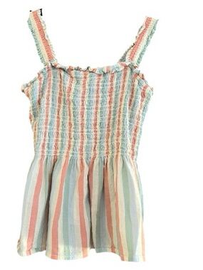 Gap Sleeveless Smocked Top Multi Color Striped Size Medium